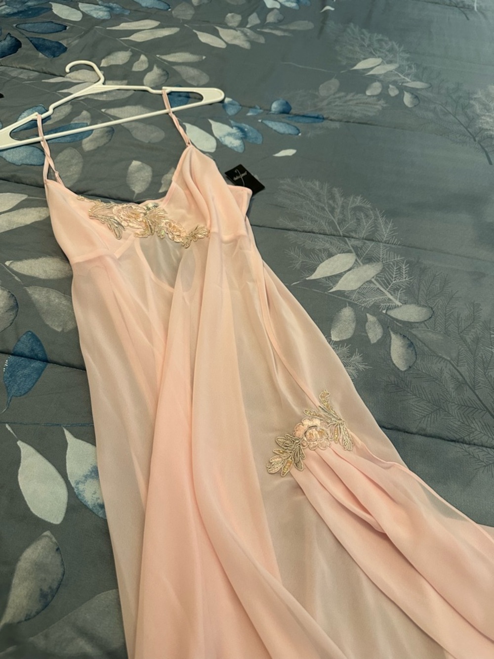 NWTS Delicates Brand Peignoir Light Pink Sheer Nightgown & Robe Set Sz L - Picture 8 of 16